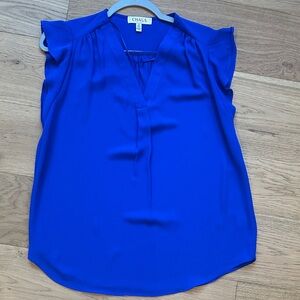 Chaus Royal Blue Cap Sleeve V-Neck Blouse